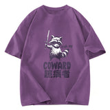 Tokyosol Figh Me Coward Raccoon Washed T Shirt