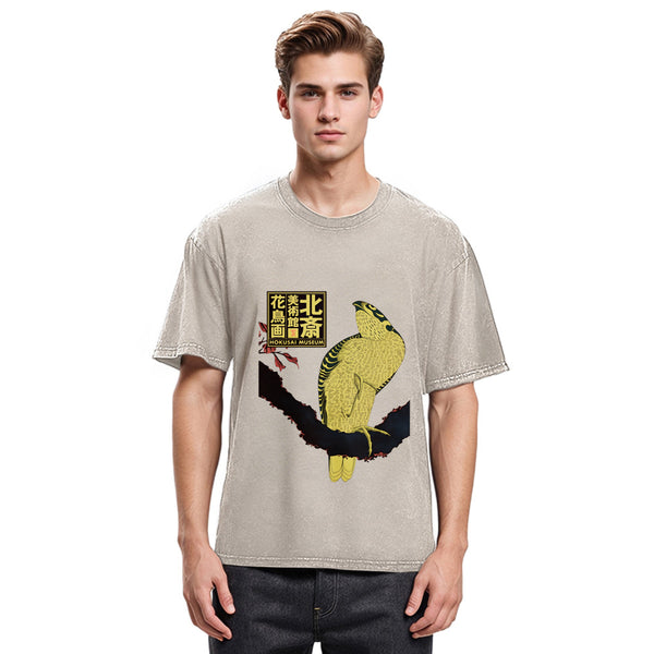Tokyosol Hokusai Museum Flower And Bird Washed T Shirt
