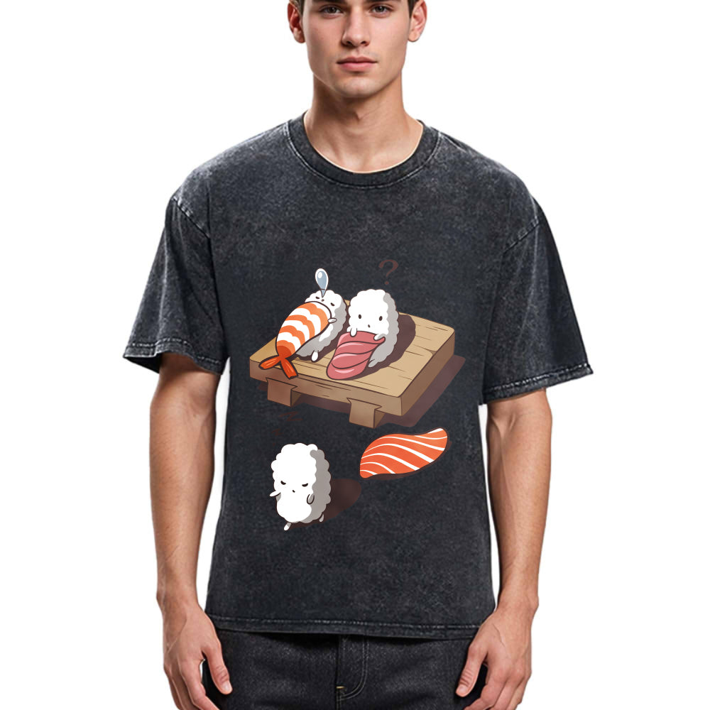 Tokyosol Funny Sleep Walking Nigiri Sushi Washed T Shirt