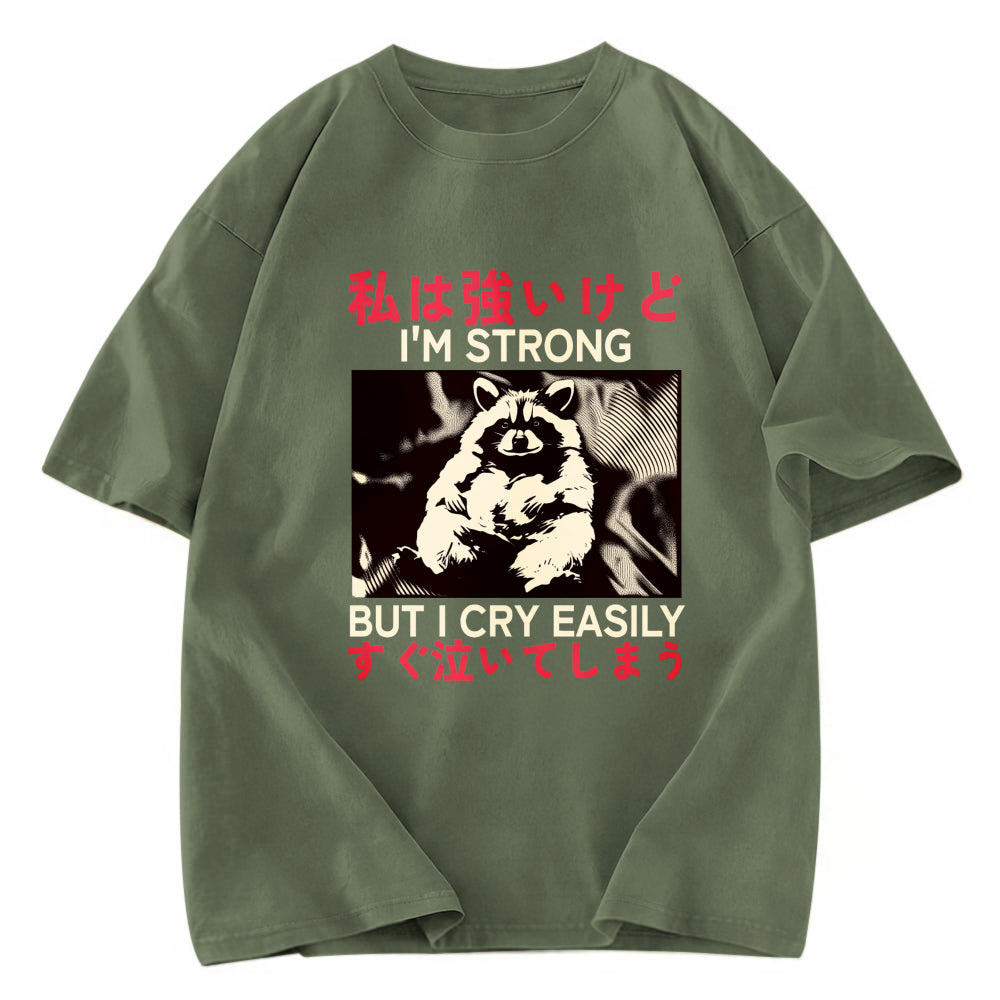 Tokyosol Littlespring I Am Strong Raccoon Washed T Shirt
