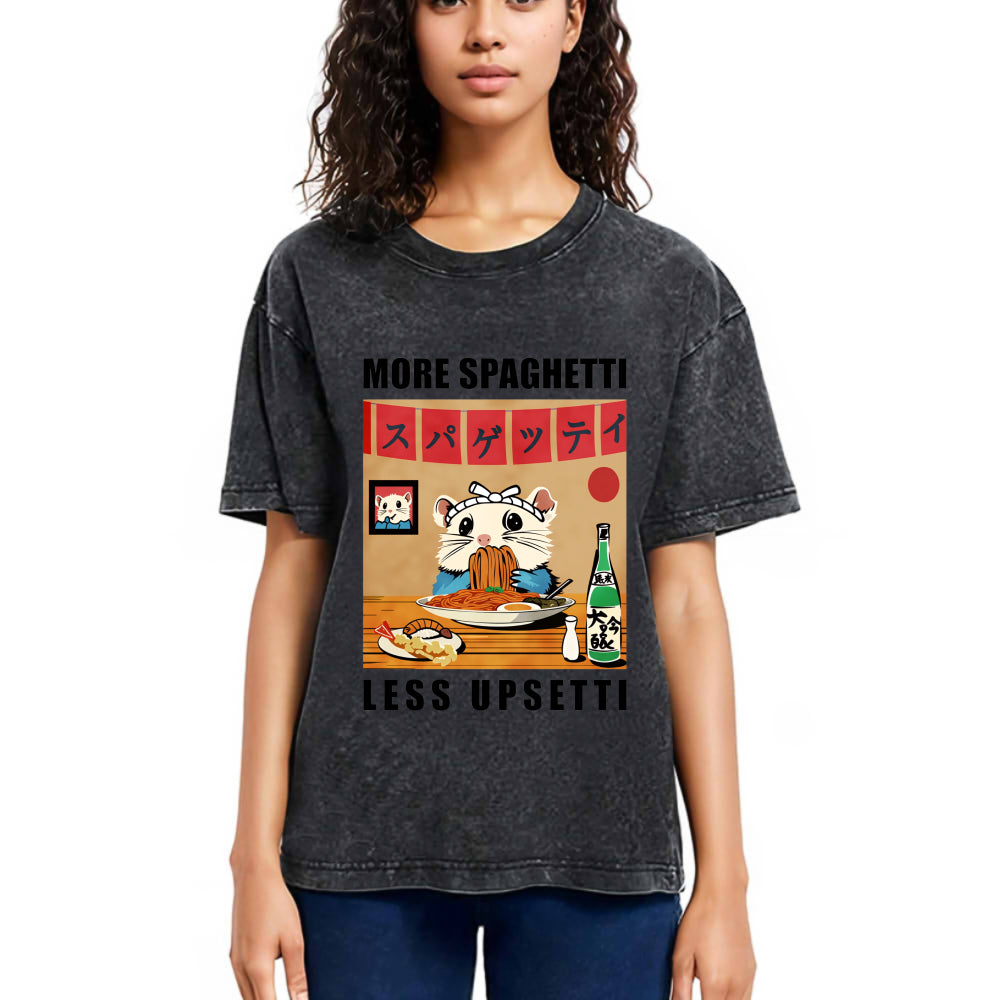 Tokyosol More Spaghetti Less Upsetti Hamster Washed T Shirt