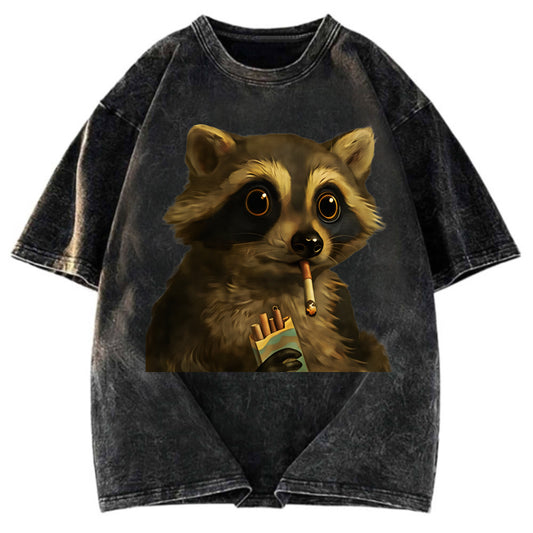 Tokyosol Smoking Raccon Washed T Shirt