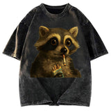 Tokyosol Smoking Raccon Washed T Shirt