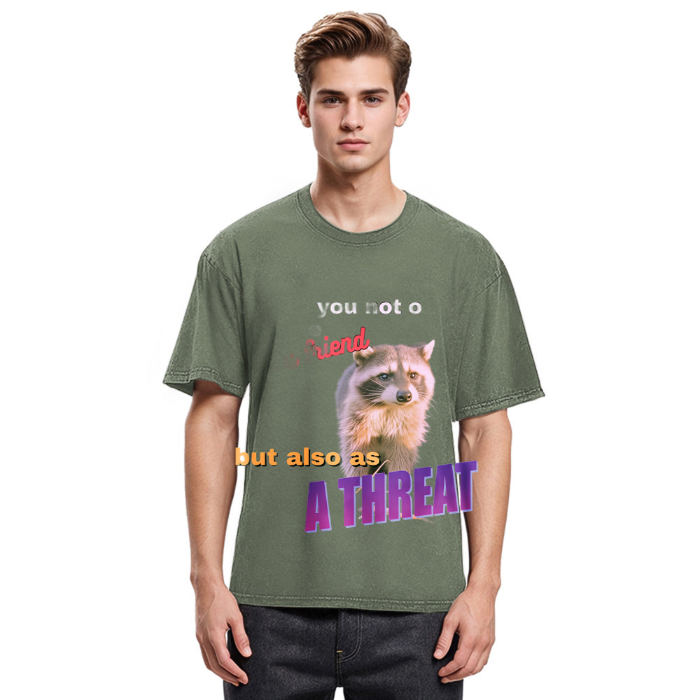 Tokyosol Viral Raccoon Meme Washed T Shirt