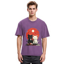 Tokyosol Black And White Cat Vintage Washed T Shirt