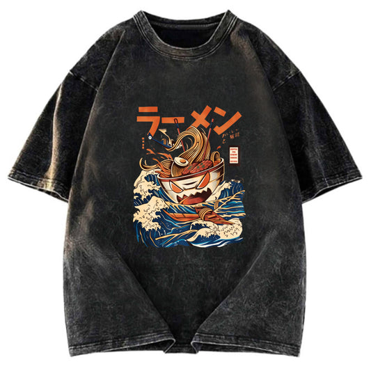 Tokyosol The Great Wave Ramen Yokai Washed T Shirt