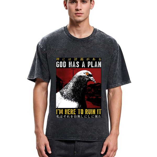 Tokyosol Pigeons That Want To Break The Plan Washed T Shirt