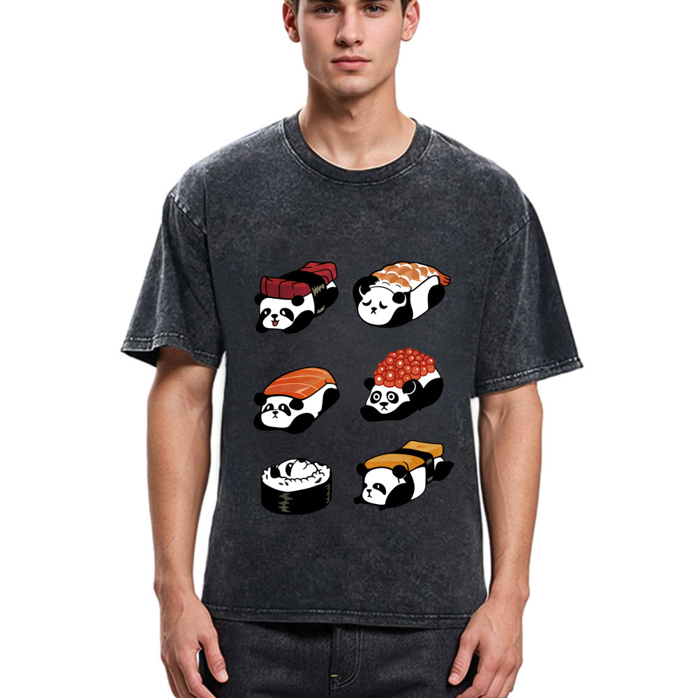 Tokyosol Panda Sushi Washed T Shirt