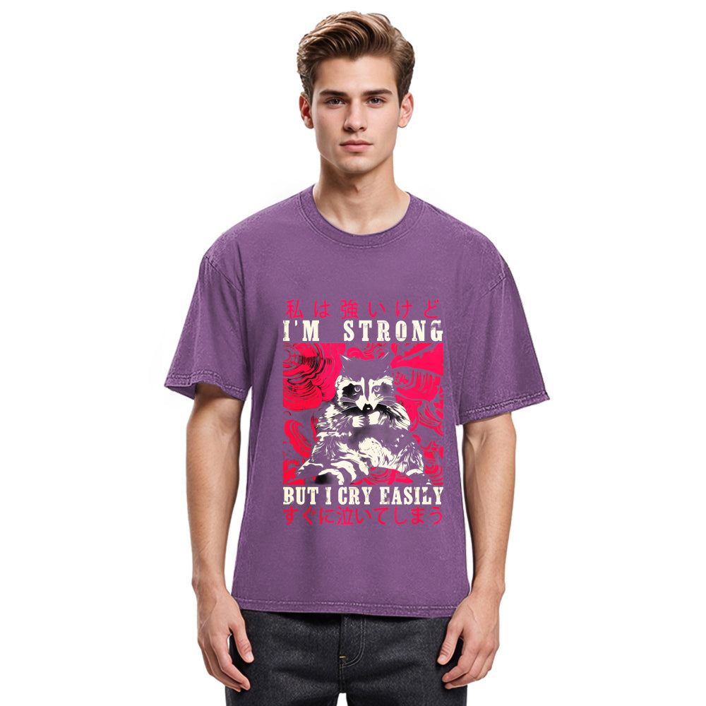 Tokyosol I Am Strong Raccoon Washed T Shirt