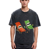 Tokyosol Funny Sushi Sunbathing Washed T Shirt