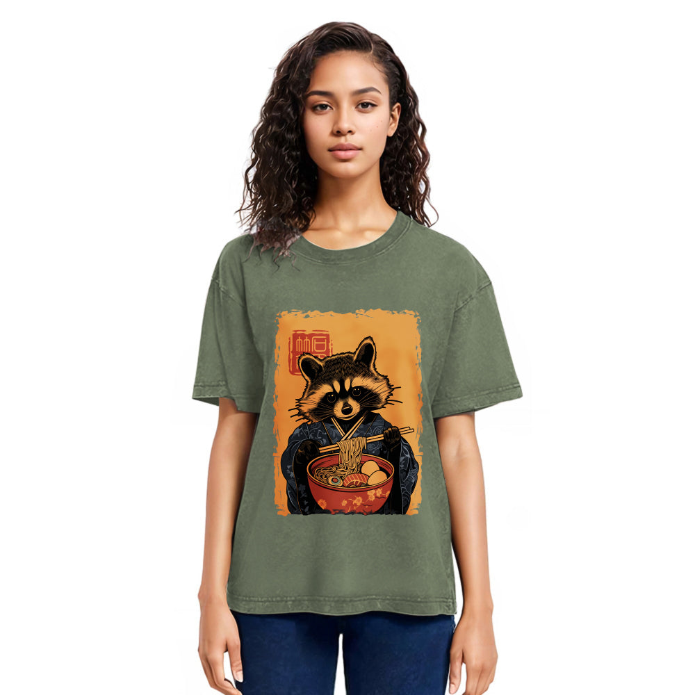 Tokyosol Ramen Obsessed Raccoon Washed T Shirt