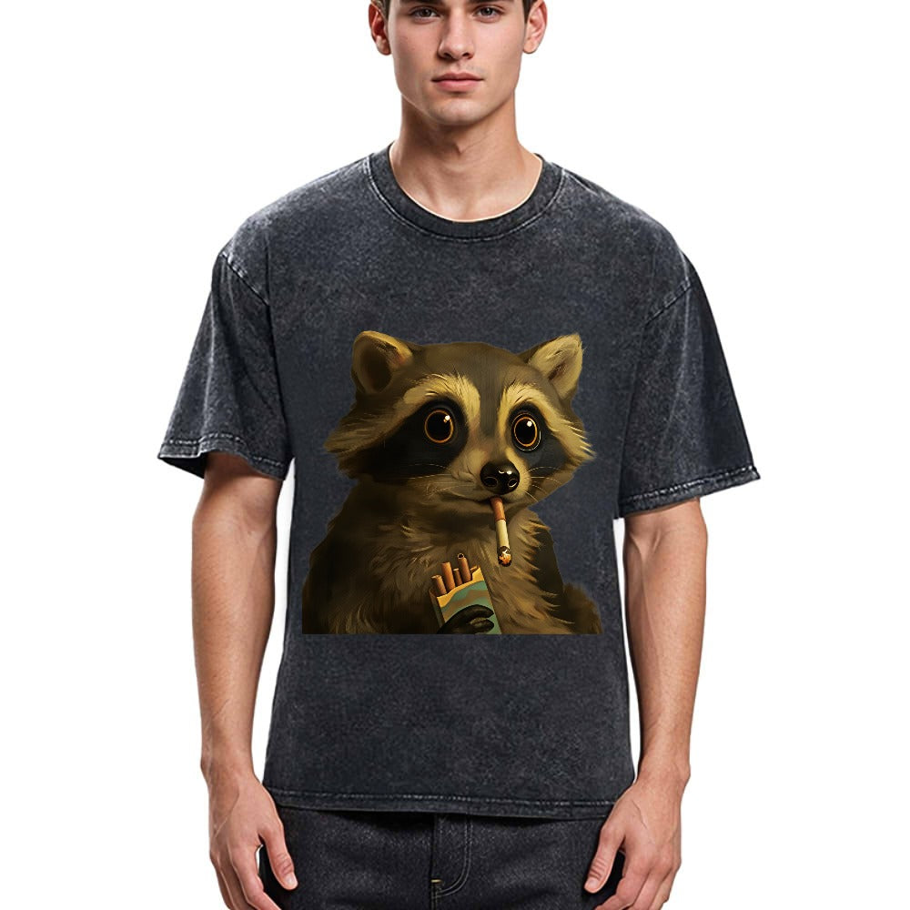 Tokyosol Smoking Raccon Washed T Shirt