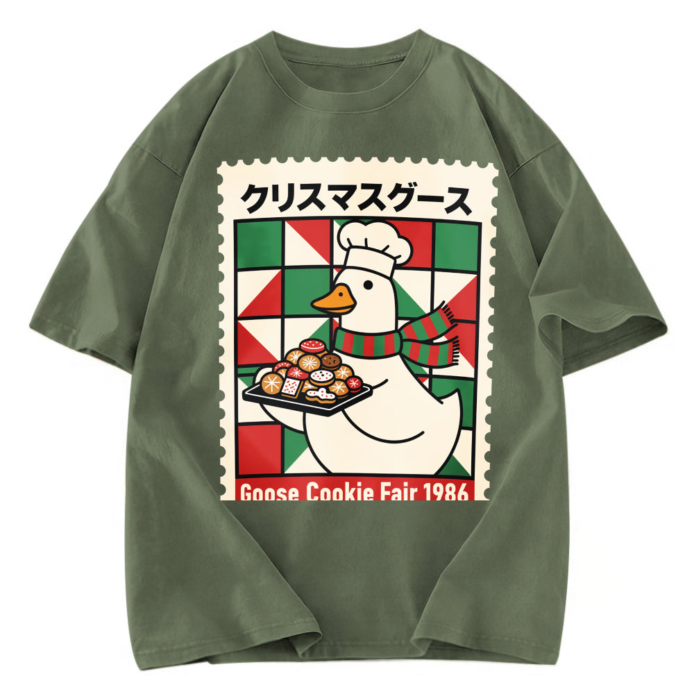 Tokyosol Funny Goose Christmas Washed T Shirt