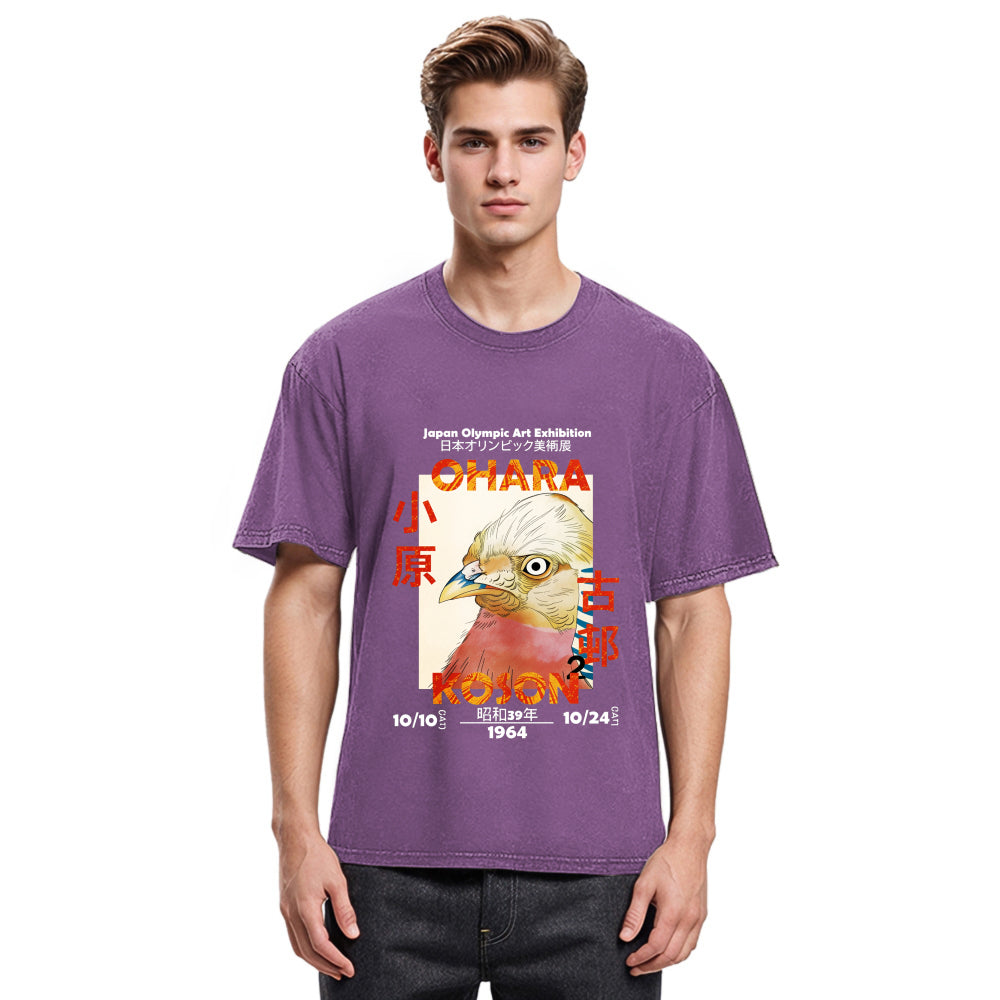 Tokyosol Japanese Bird Poster Washed T Shirt