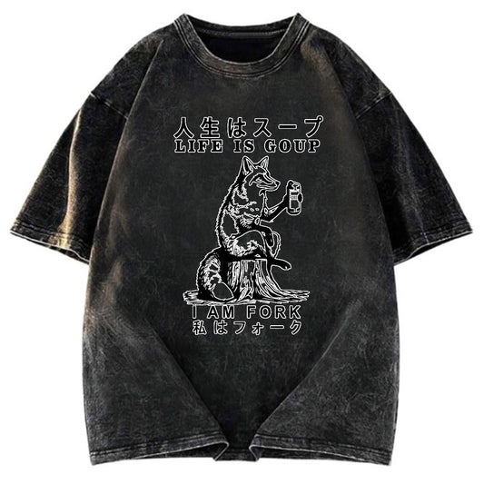 Tokyosol Life Is Soup I Am Fork Funny Washed T Shirt