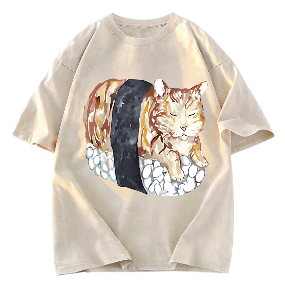 Tokyosol Sushi Cat Washed T Shirt