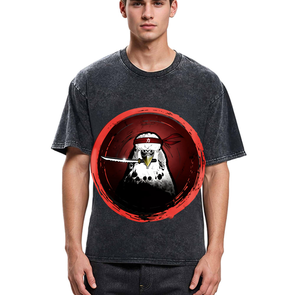 Tokyosol Funny Parrot Samura Washed T Shirt