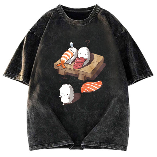Tokyosol Funny Sleep Walking Nigiri Sushi Washed T Shirt