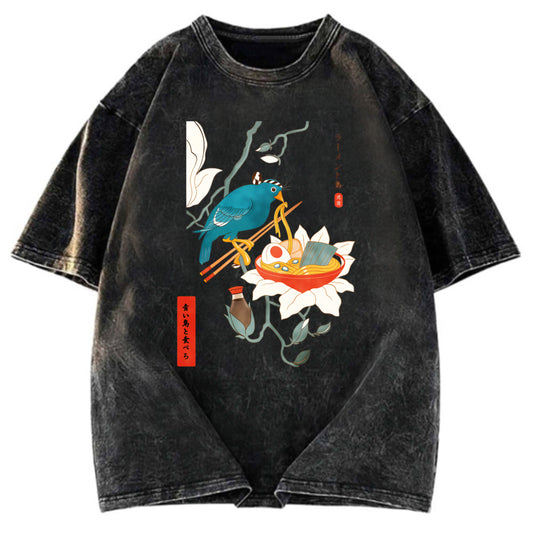 Tokyosol Bird And Ramen Ukiyoe Washed T Shirt