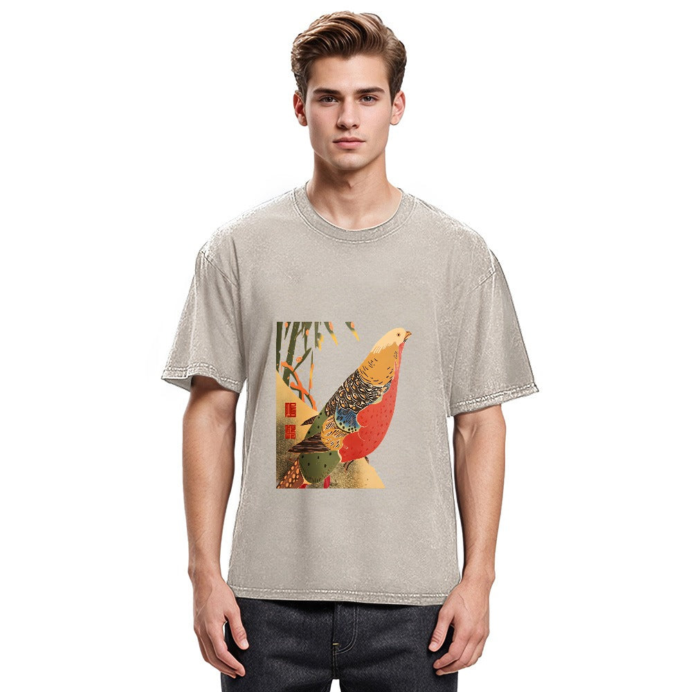Tokyosol Golden Pheasant In The Snow Washed T Shirt