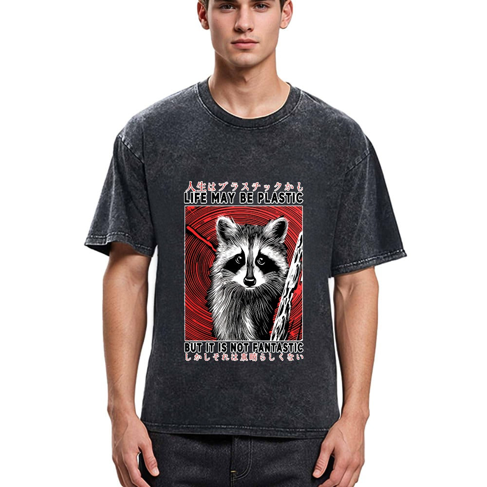 Tokyosol Raccoon Vintage Japanese Washed T Shirt