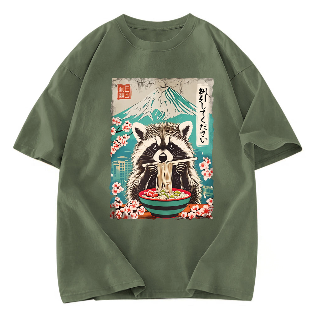 Tokyosol Please Give Raccoon A Discount Back Washed T Shirt