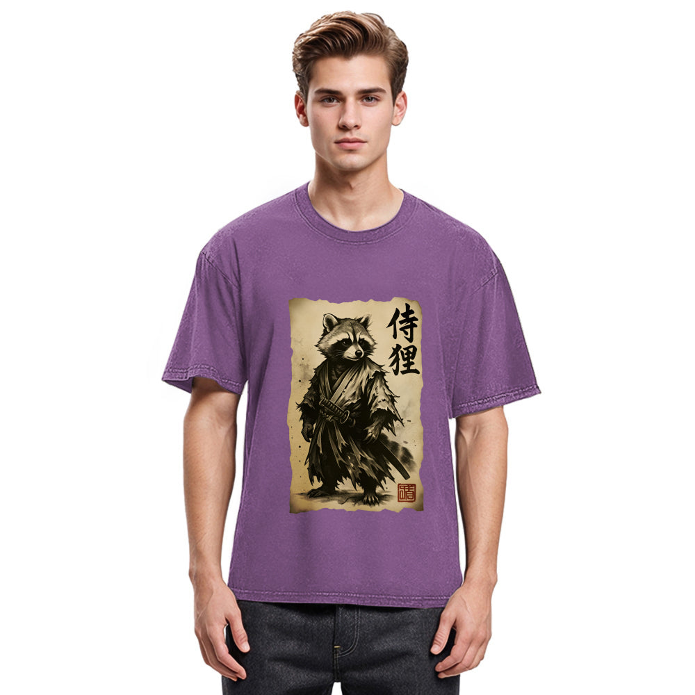 Tokyosol Samurai Raccoon Washed T Shirt