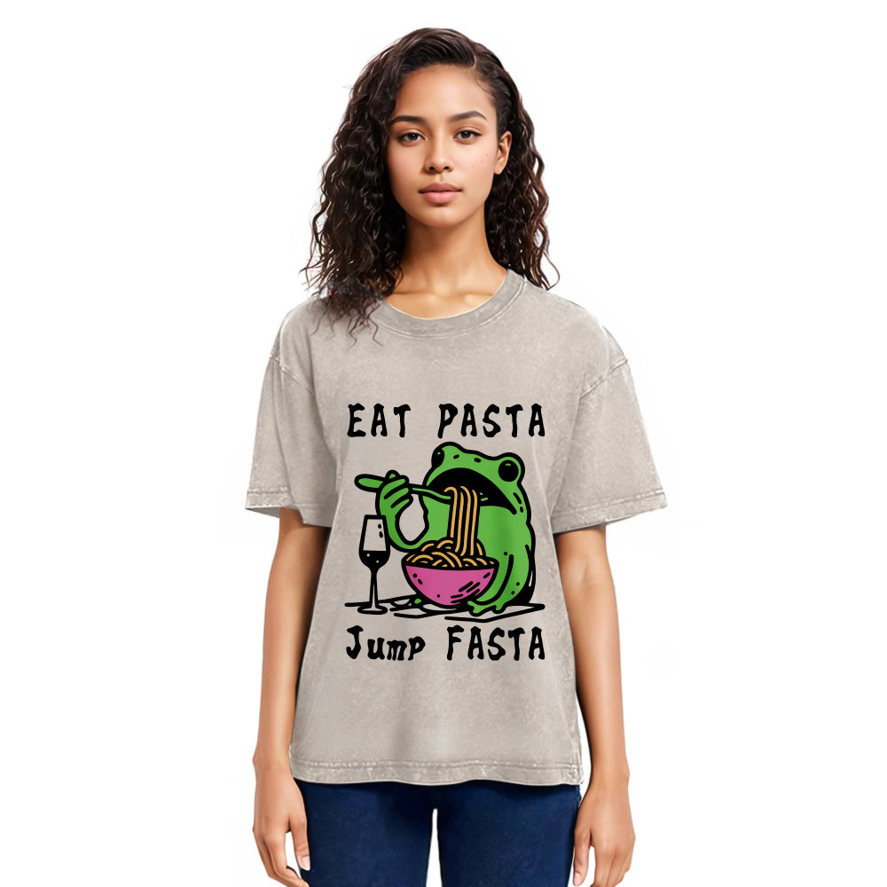 Tokyosol Eat Pasta Jump Fasta Washed T Shirt