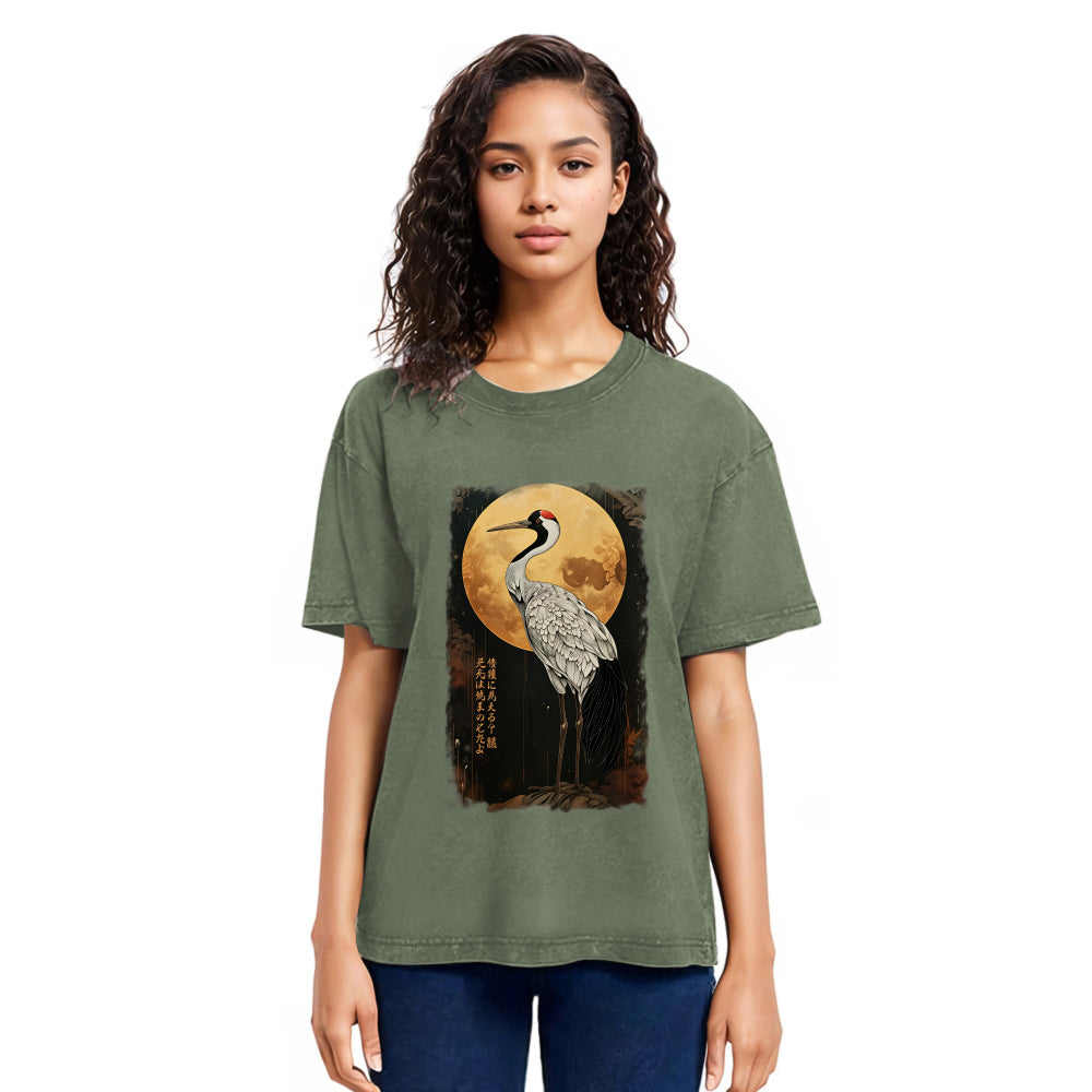 Tokyosol Vintage Japanese Crane Kanji Washed T Shirt