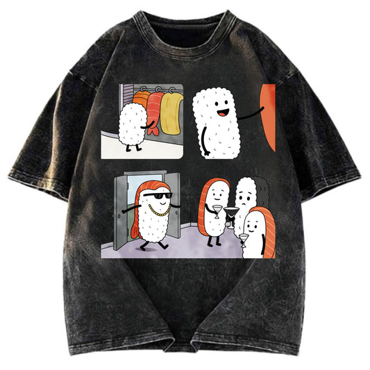 Tokyosol Sushi At The Party Washed T Shirt