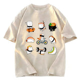Tokyosol Cute Sports Sushi Washed T Shirt