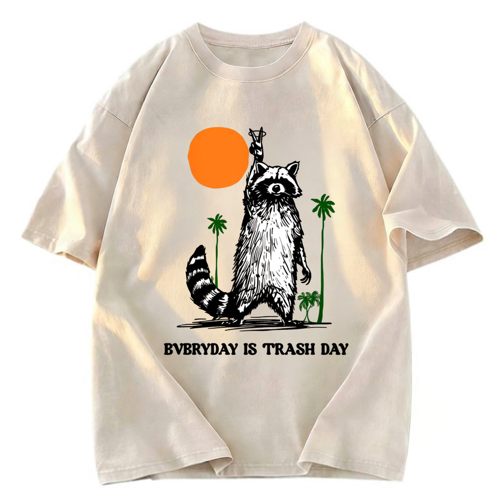 Tokyosol Everyday Is Trash Day Raccoon Washed T Shirt