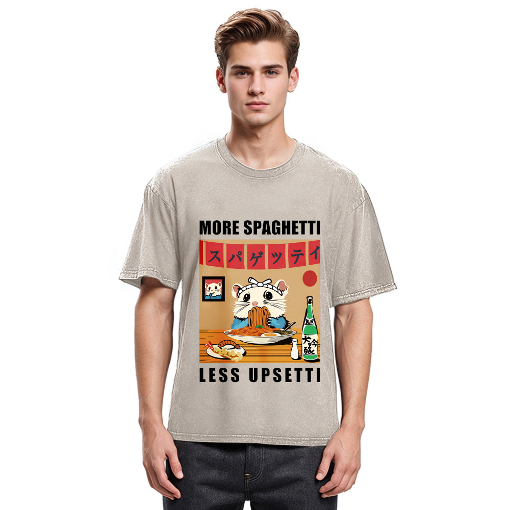 Tokyosol More Spaghetti Less Upsetti Hamster Washed T Shirt