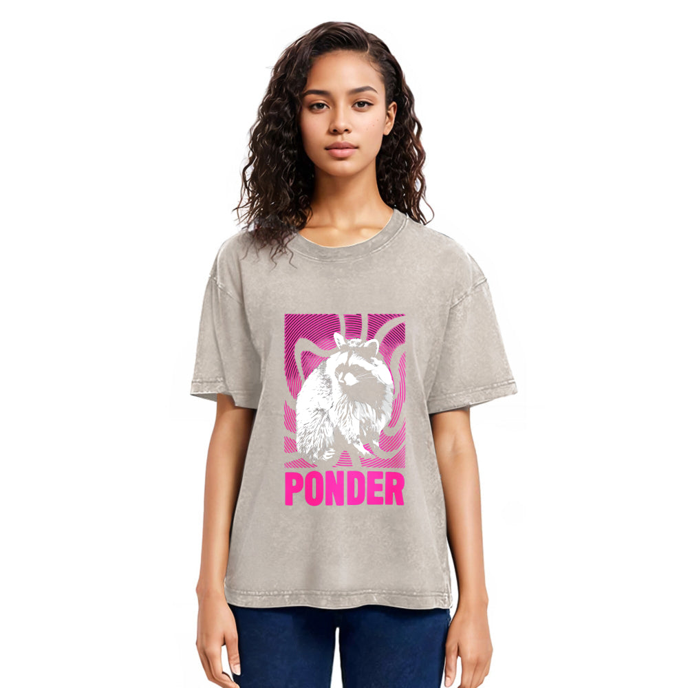 Tokyosol Ponder Raccoon Washed T Shirt