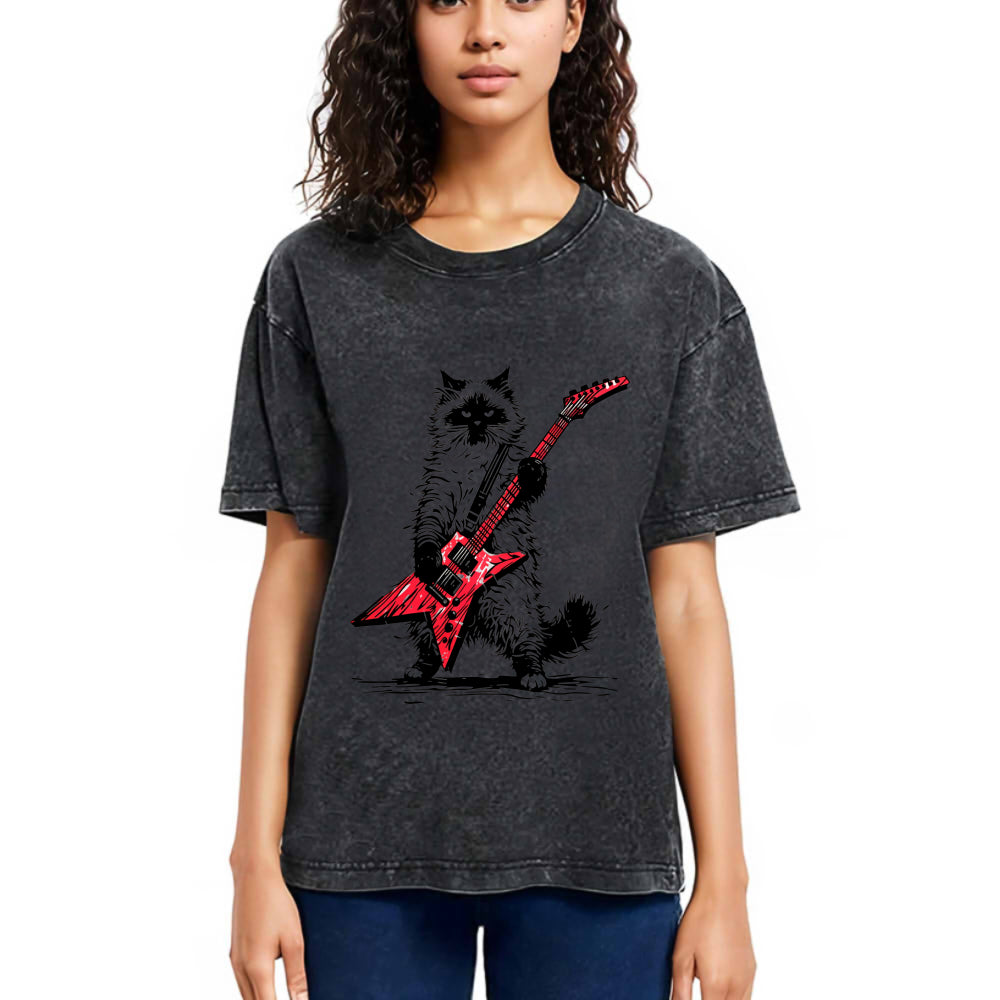 Tokyosol Raccoon Playing Guitar Washed T Shirt