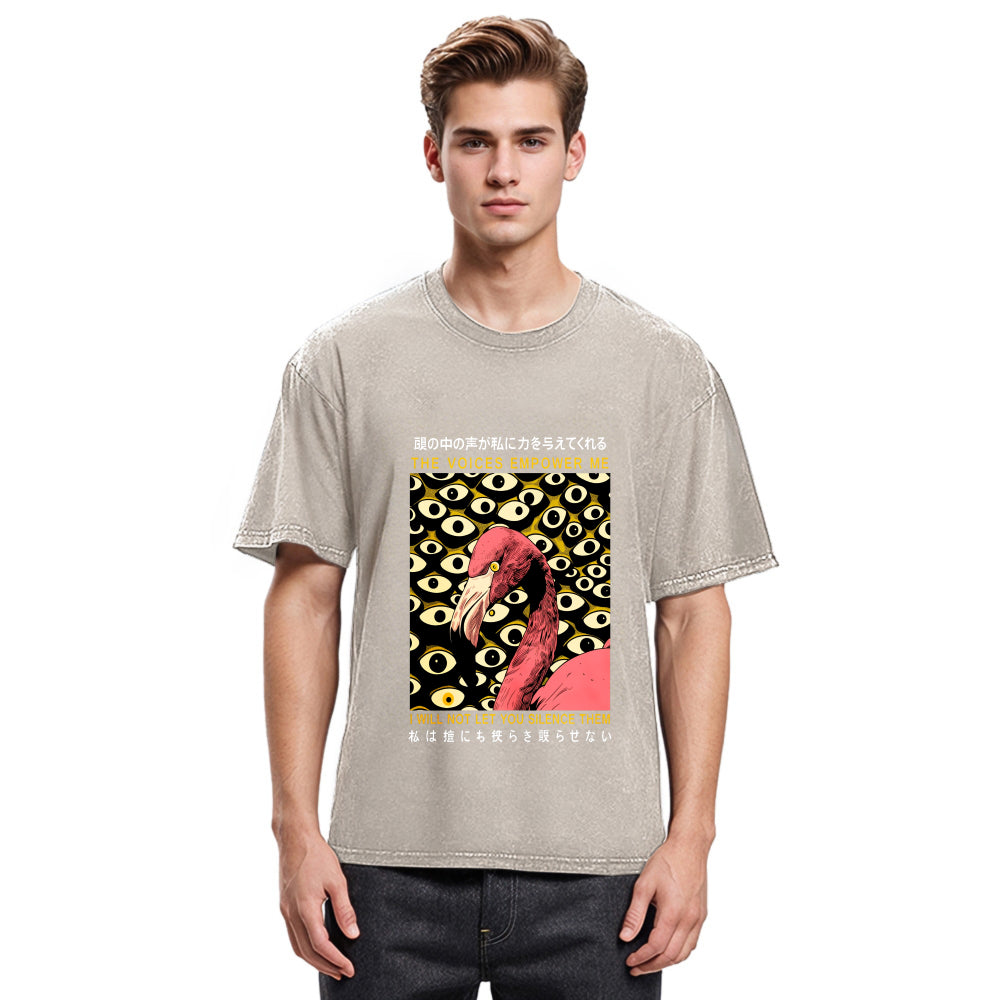 Tokyosol The Voices Empower Me Flamingo Washed T Shirt