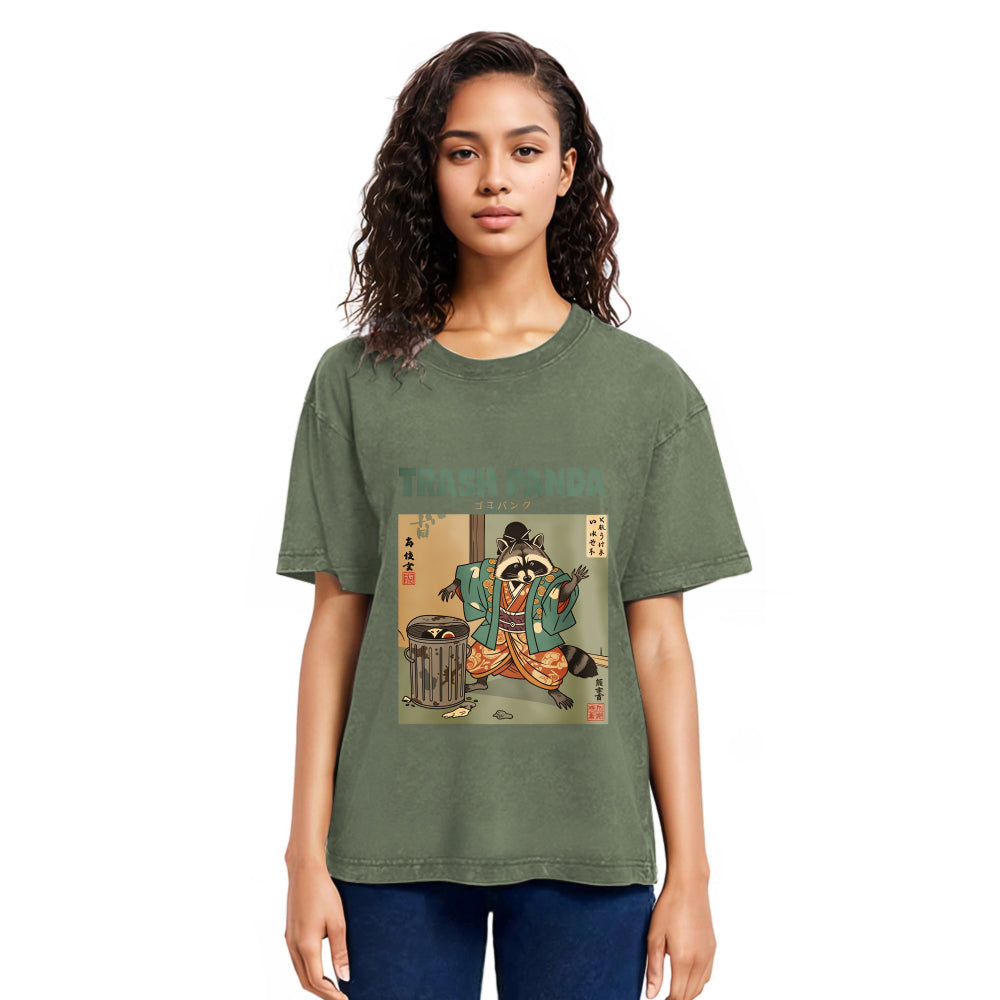 Tokyosol Trash Panda Traditional Japanese Meme Washed T Shirt