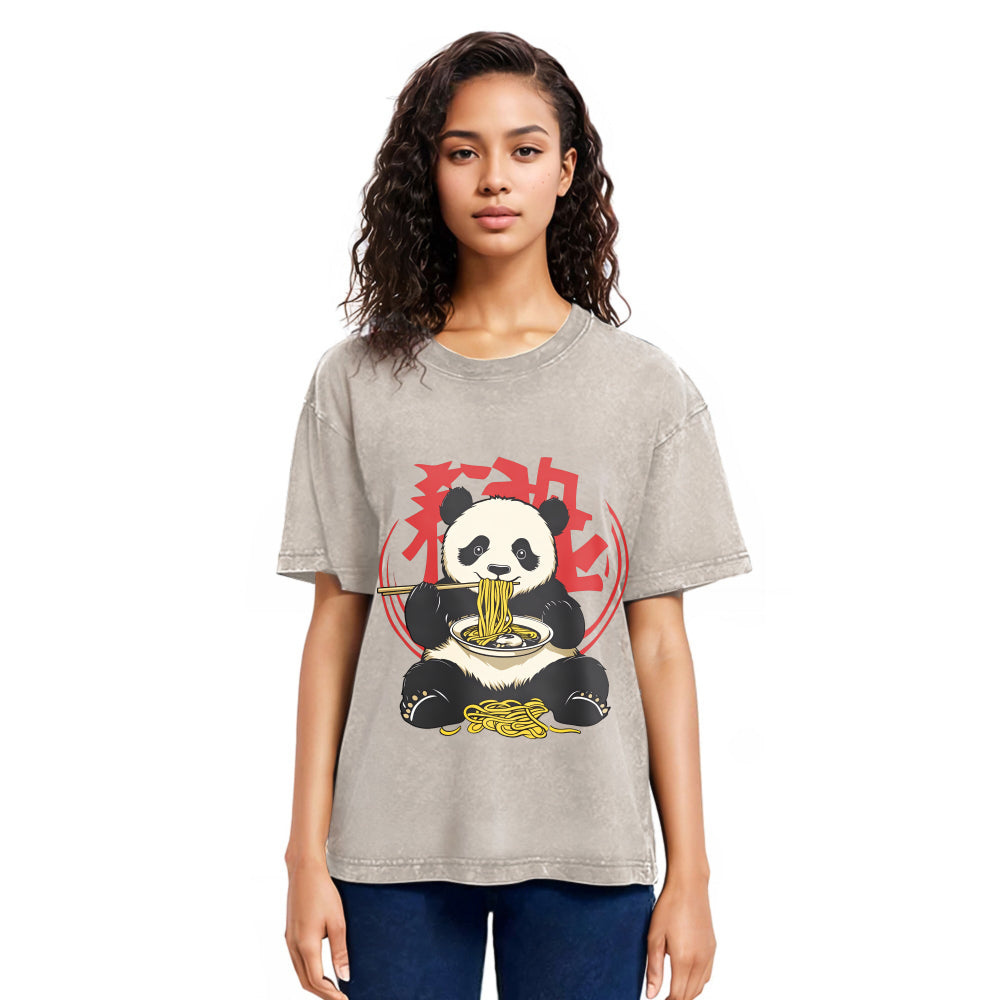Tokyosol Retro Panda Ramen Washed T Shirt
