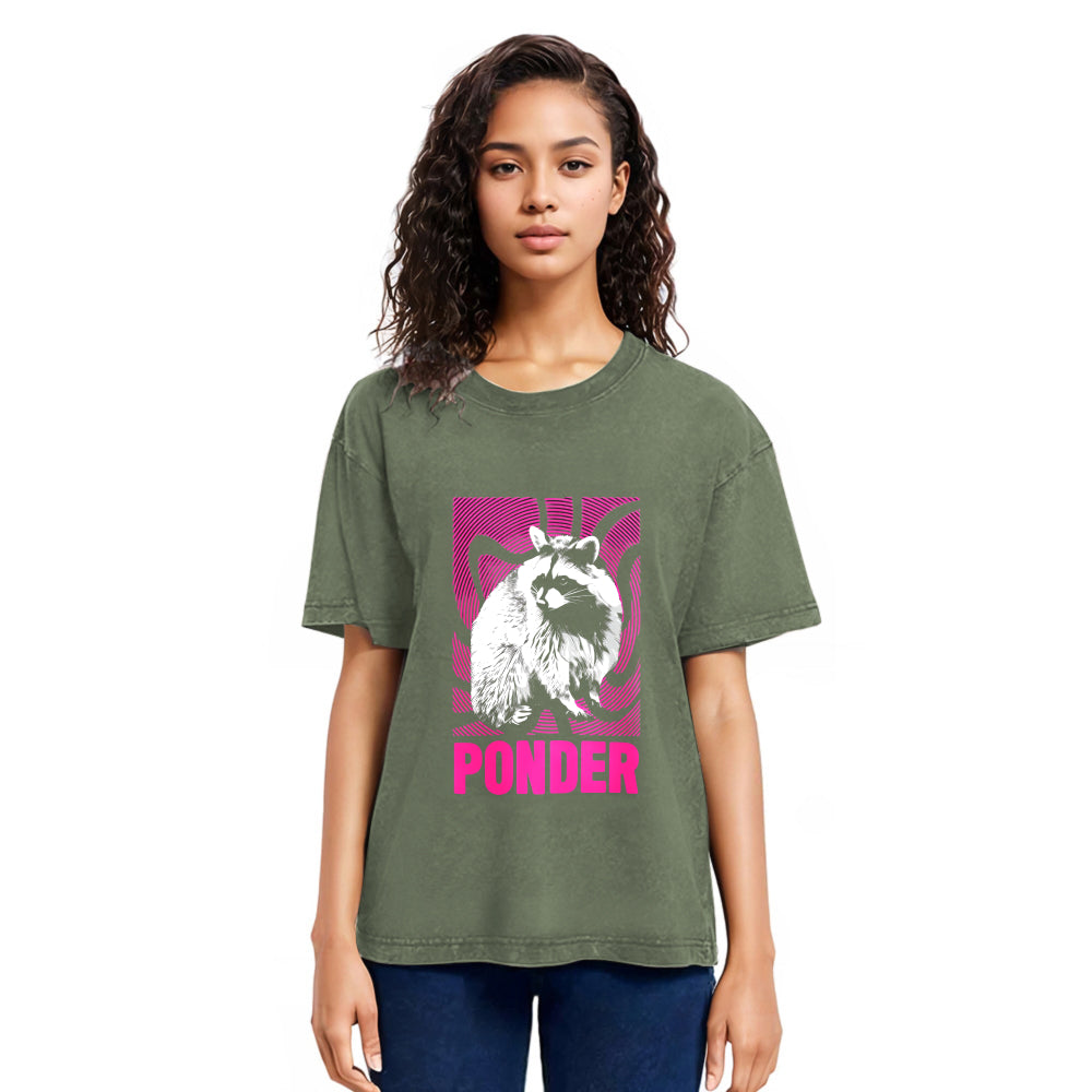 Tokyosol Ponder Raccoon Washed T Shirt