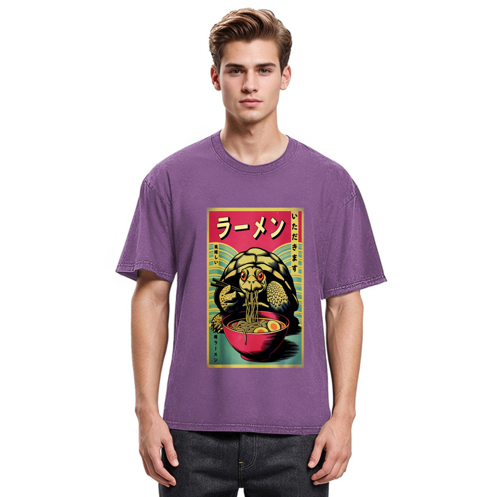 Tokyosol Turtle Eating Ramen Washed T Shirt