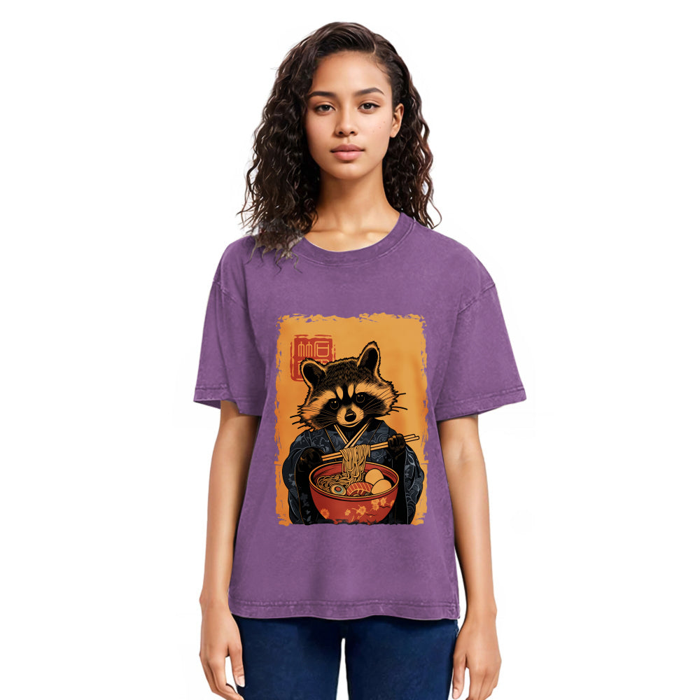 Tokyosol Ramen Obsessed Raccoon Washed T Shirt