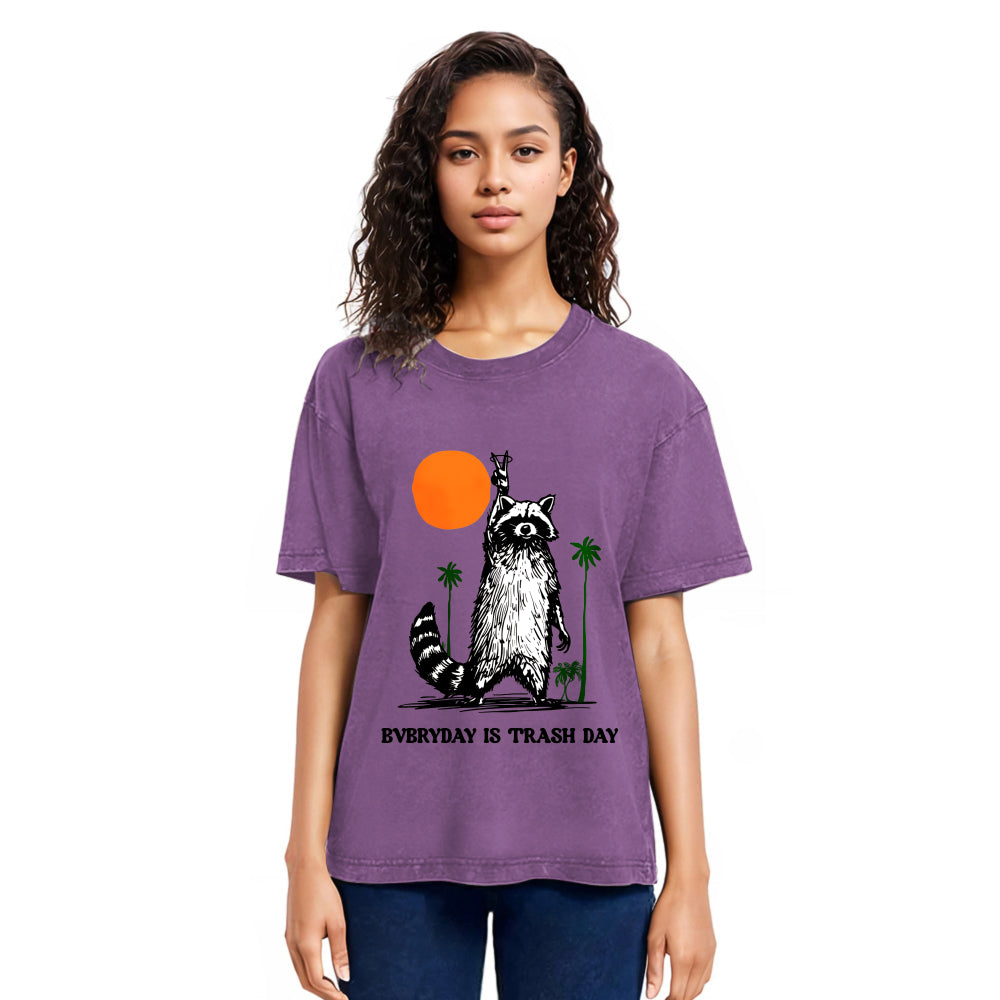 Tokyosol Everyday Is Trash Day Raccoon Washed T Shirt