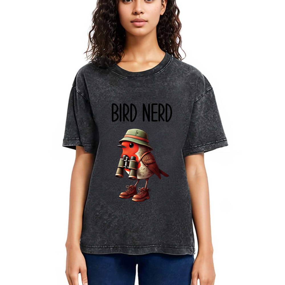Tokyosol Funny Bird Nerd Washed T Shirt