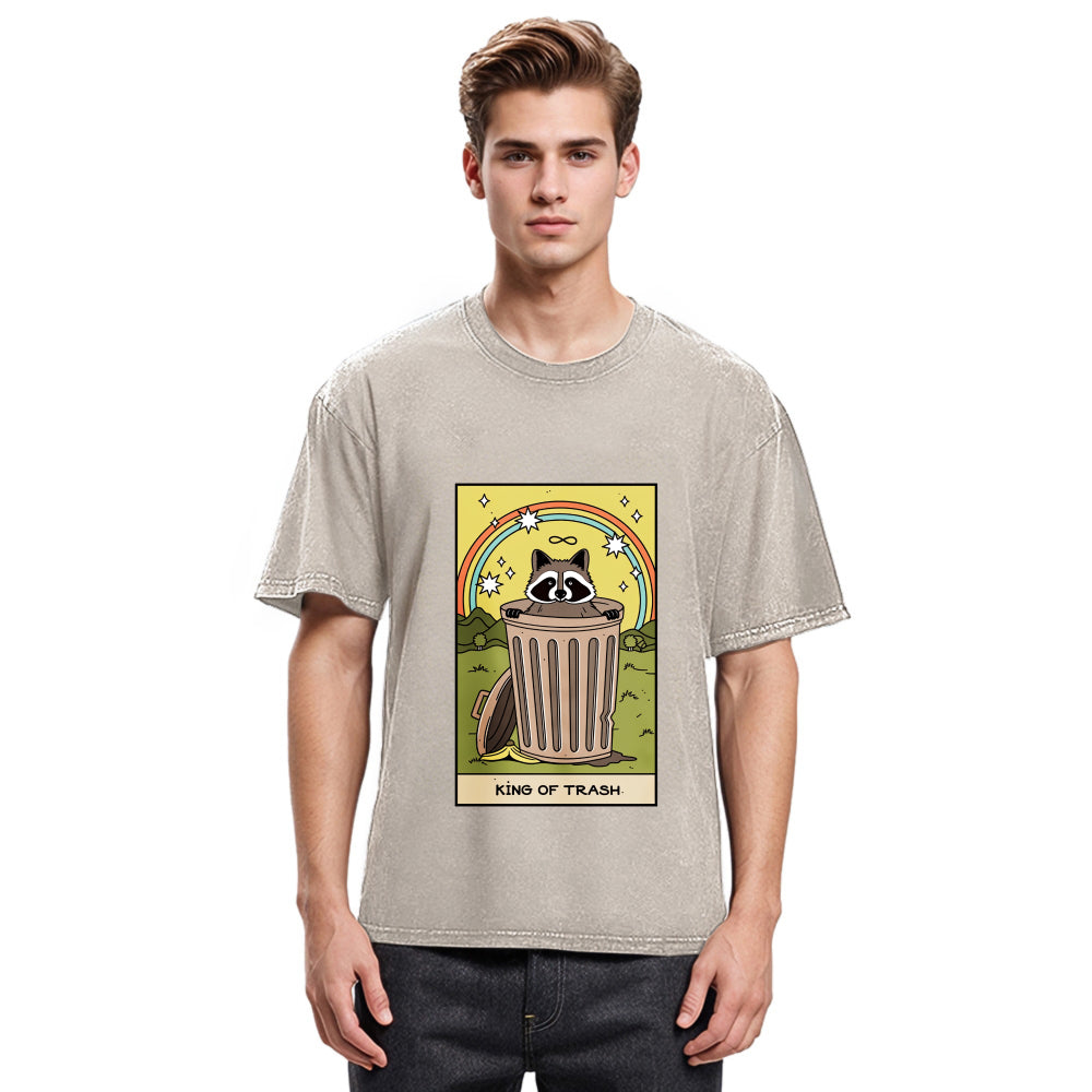 Tokyosol King Of Trash Raccoon Tarot Card Washed T Shirt