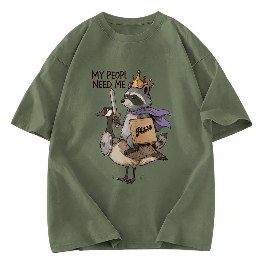 Tokyosol Funny Raccoon King Riding Goose Washed T Shirt