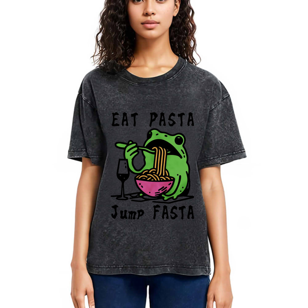 Tokyosol Eat Pasta Jump Fasta Washed T Shirt