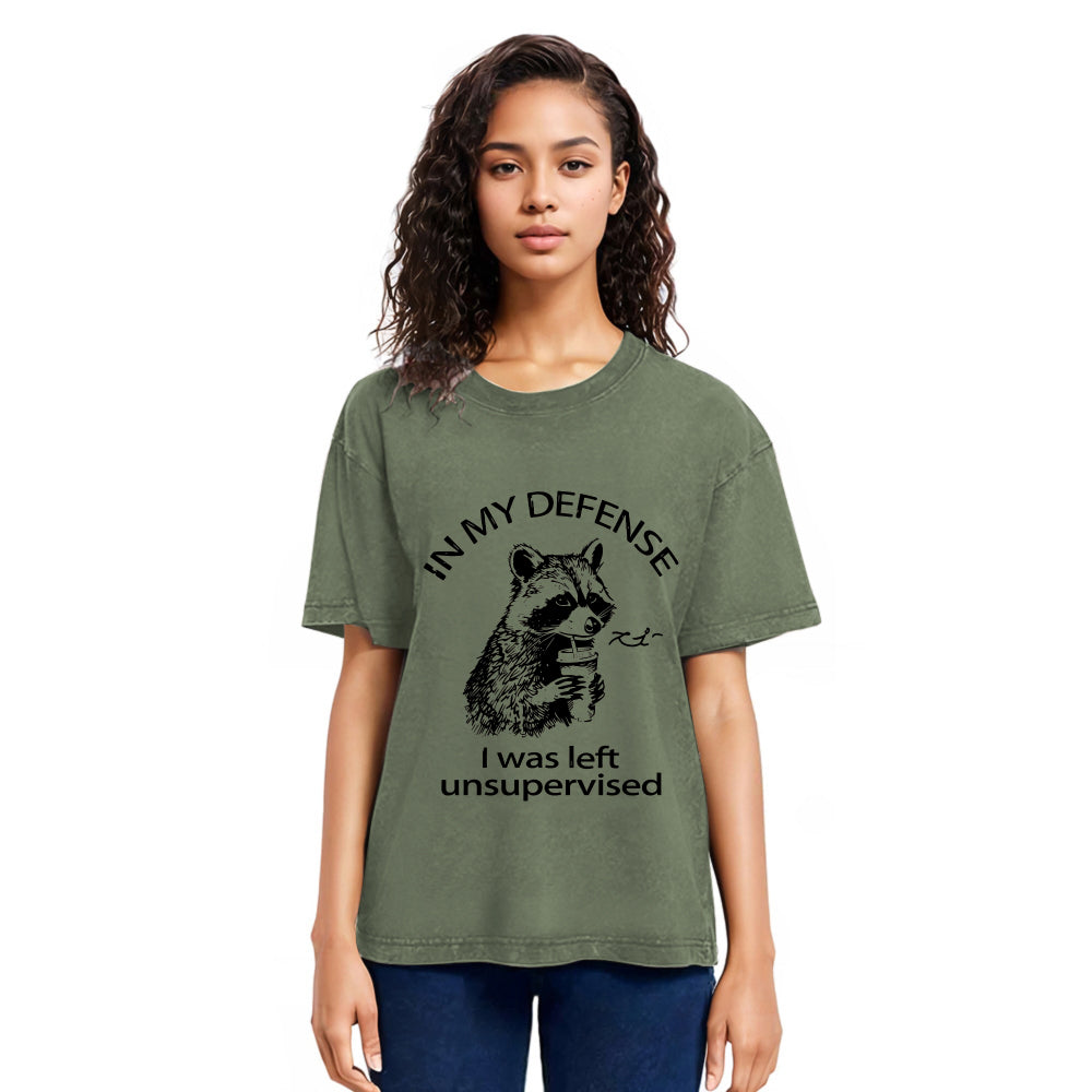 Tokyosol Left Unsupervised Raccoon Washed T Shirt