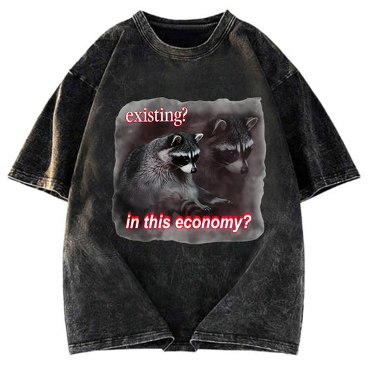 Tokyosol Economy Raccoon Meme Washed T Shirt
