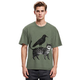 Tokyosol Crow Riding A Cat Washed T Shirt