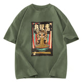 Tokyosol Kawaii Ramen Orange Cat Vintage Japanese Washed T Shirt